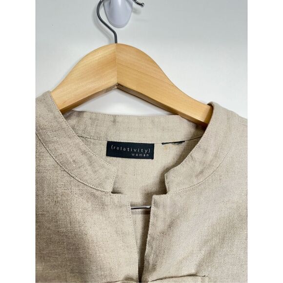 Relativity Women Asian Style Embroidered Jacket 100% Linen Size Large - Picture 6 of 6